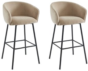 Zestaw 2 stołków barowych z tkaniny i czarnego metalu - Beżowy - LAZONI marki Pascal Morabito