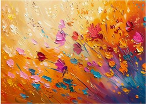 Obraz na szkle - Malowanie kolorowych kwiatów (70x50 cm)