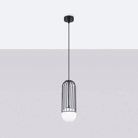 Biało-czarna lampa wisząca ze szklanym kloszem Belinda – Sollux
