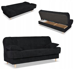 Kanapa sofa Belito rozkładana pojemnik f spania BONELL czarna sztruks