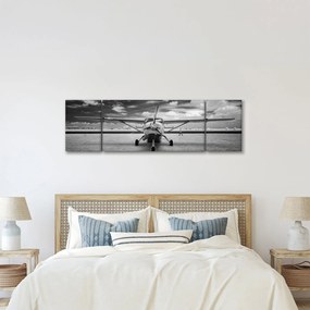 Obraz - Samolot czarno-biały (170x50 cm)