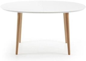 Biały rozkładany stół z białym blatem 90x140 cm Oqui – Kave Home