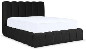 Czarne łóżko tapicerowane tkaniną boucle 5 rozmiarów N3-E66