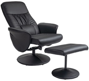 HOMCOM Fotel Relaksacyjny z Podnóżkiem Obrotowy Skóra Ekologiczna Czarny | Aosom PL