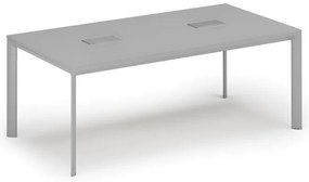 Stół konferencyjny PRIMO INVITATION, 200x100 cm, szary + 2x port blatowy TYP VI, srebrny