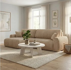 Stylowy narożnik rozkładany lewostronny  ARIEL L 246x150x87 cm w tkaninie Velo 22 kremowej