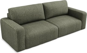 Zielona sztruksowa rozkładana/ze schowkiem sofa 252 cm Kona – Makamii
