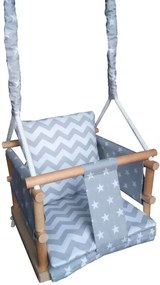 Szara drewniana huśtawka dziecięca 3w1 N0-K37