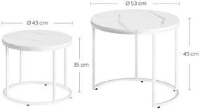 Komplet 2 stolików kawowych marmur + biały W2-H31
