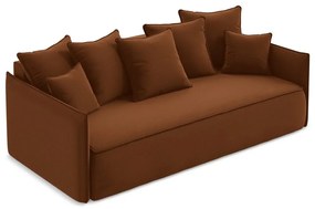 Aksamitna rozkładana/ze schowkiem sofa w kolorze terakoty 225 cm Hula – Makamii