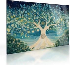Obraz na szkle – Magiczne drzewo ze spiralami (70x50 cm)