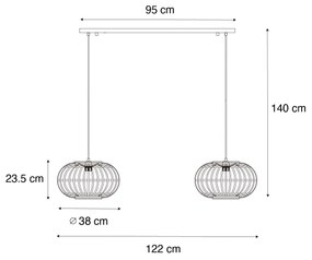 Orientalna lampa wisząca bambusowa 2-punktowa - AmiraKolonialny Oswietlenie wewnetrzne