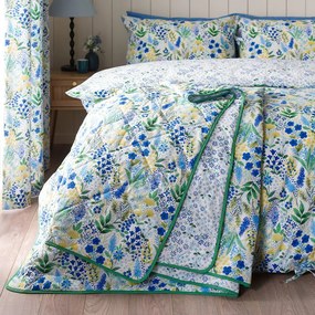 Zielono-niebieska narzuta pikowana 220x230 cm Tilly Floral – Catherine Lansfield