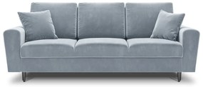 Jasnoniebieska aksamitna rozkładana/ze schowkiem sofa 235 cm Kyoto – Cosmopolitan Design
