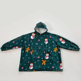 Koc bluza z rękawami i kapturem SNOWMAN AND GINGERBREAD zielony