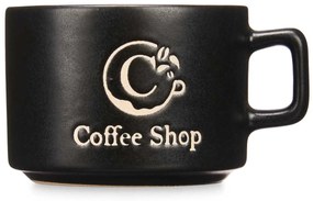 Zestaw 4 ceramicznych kubków na metalowym stojaku COFFEE SHOP, 180 ml