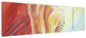 Obraz odpoczywającej kobiety, obraz olejny (170x50 cm)