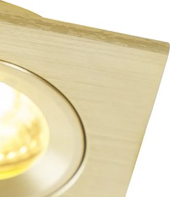 Zestaw 6 nowoczesnych, wpuszczanych reflektorów kwadratowych w kolorze złotym IP44 - Xena