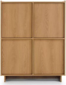 Komoda Vabres dąb karmel 98 cm 4 drzwi push to open nowoczesna laminowana stojąca skandynawska 16 mm ABS