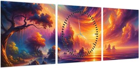 Obraz - Magiczny świat (z zegarem) (90x30 cm)