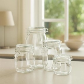 Szklane słoiki z klipsem RESO, 4 sztuki
