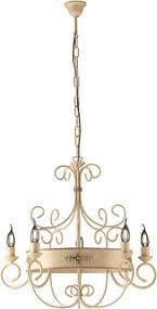 Żyrandol Baltimora z 5 lampami, lakierowany na kolor kości słoniowej, żelazny, 120 x 60 cm, BL183-5-AV