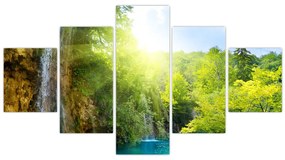 Obraz - wodospady w pralesie (125x70 cm)