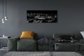 Obraz drukowany na płótnie Nocna Panorama Warszawskich Drapaczy Chmur