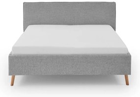 Jasnoszare tapicerowane łóżko dwuosobowe ze schowkiem i stelażem 180x200 cm Riva – Meise Möbel