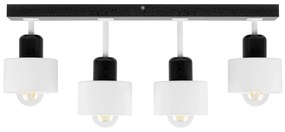 Biało-czarna lampa sufitowa, czteropunktowy spot DWE60x7SC z drewna i