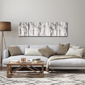 Obraz - Gałązki wierzby w szarym tynku (170x50 cm)