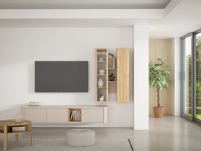 Szafka RTV Breathtaker 220 cm, piaskowy/dąb Mauvella
