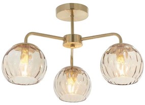 Endon 91968 - Przysufitowy żyrandol DIMPLE 3xE14/25W/230V złoty/dymny beż