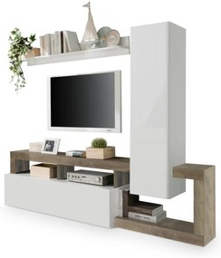 Meblościanka LENOR biała/brązowa