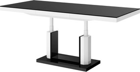 Ławostół w połysku Quadro Lux Hubertus z czarnym blatem i białą obwódką