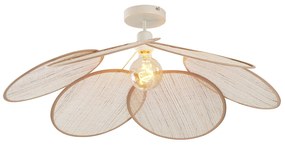 Lampa sufitowa Japandi kremowa z lnianym abażurem - Aisha