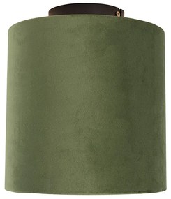 Lampa sufitowa z abażurem z weluru zielonym ze złotem 20 cm - Combi BlackWiejski/ Rustykalny / Vintage Oswietlenie wewnetrzne