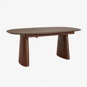 Ovalny Rozkładany Stół Jadalniany Z Mdf I Fornirem Jesionowym Nuveta Ciemne Drewno & 180-240x110 Cm - Sklum