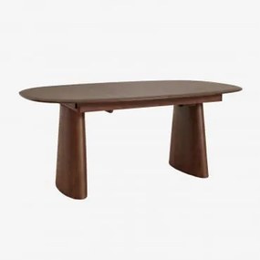 Rozkładany Owalny Stół Jadalniany Z Mdf I Fornirem Jesionowym Nuveta Ciemne Drewno & 180-240x110 Cm - Sklum