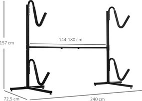 SPORTNOW Uchwyt na 2 kajaki, deski surfingowe, stojaki do SUP, rama metalowa, regulacja szerokości 144-180 cm