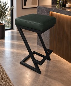 Hoker ZETA krzesło barowe Loft podstawa metalowa : Kolor Stelaża - Czarny , Kolor tkaniny - EKO-SKÓRA - 6D, Typ tkaniny - Eko-skóra