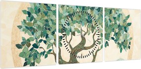 Obraz – Elegancka mozaika z drzewem (z zegarem) (90x30 cm)