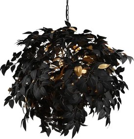 Czarna metalowa lampa wisząca z plastikowym kloszem ø 70 cm Leavy – Reality