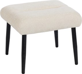 HOMCOM Pufa z miękką poduszką siedziska stalowe nóżki podnóżek z tkaniny Chenille, 45 x 41 x 38 cm, kremowobiały