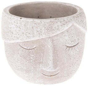 Betonowa osłonka na doniczkę Face biały, 15,5 x 11 x 14 cm