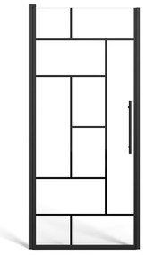 Czarne matowe metalowe drzwi prysznicowe w stylu industrialnym - Szkło antyosadowe - 80 x 195 cm - FIORENI