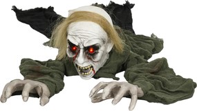 HOMCOM Dekoracja Halloweenowa, pełzający zombie, aktywowany przez dotyk/dźwięki, świecące oczy