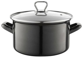 Garnek emaliowany z pokrywką 3,3 l, czarny