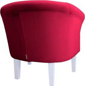 Fotel Milo tkanina Welur wygodny fotel tapicerowany do salonu i sypialni : Kolor nogi - Biała, Kolor tkaniny - VELVET - MG31, Wysokość nogi - 20 cm