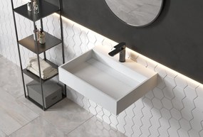 Umywalka ścienna PB2080 z odlewu mineralnegoBiały mat - 60 x 46 x 13 cm